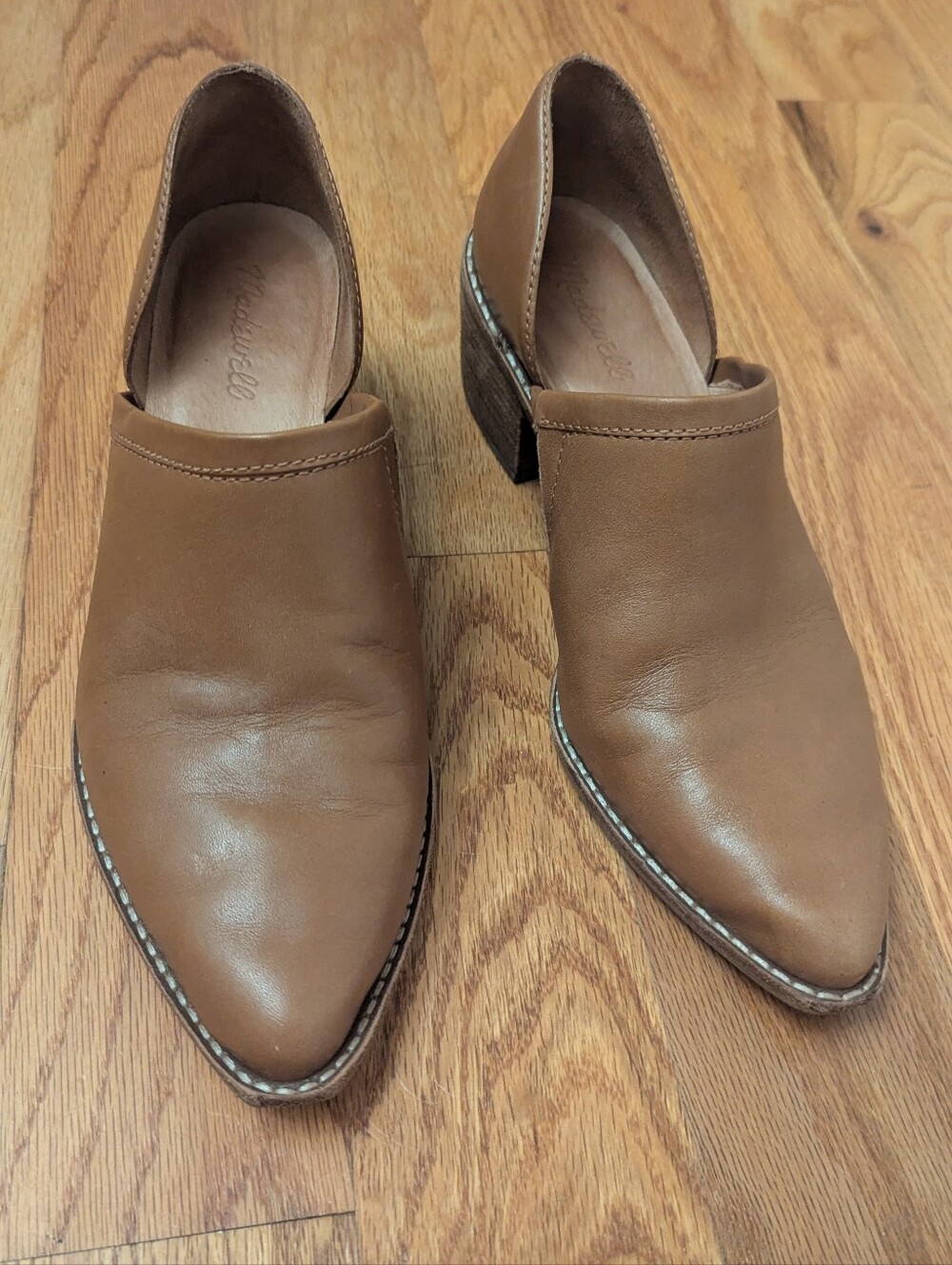 Men's Pointed Toe Brown Leather Slip-On Shoes